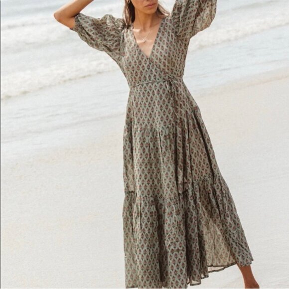 Daughters of India Zuri wrap dress in Sage XS - Picture 11 of 12